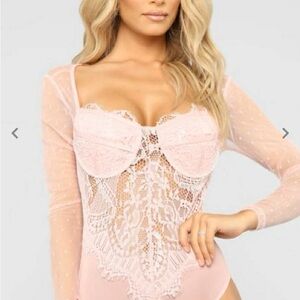 Missguided Pink Lace Bodysuit